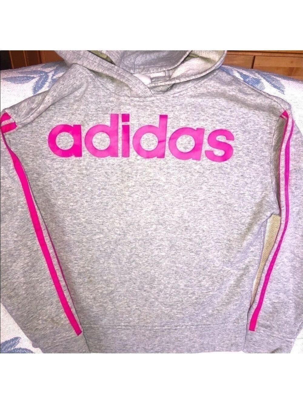 Nwot Girls Med (10/12) Adidas Gray Crop Top Hoodie
